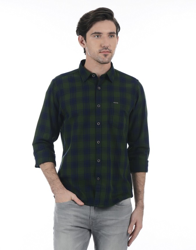 Pepe Jeans Men Solid Casual Green Shirt 