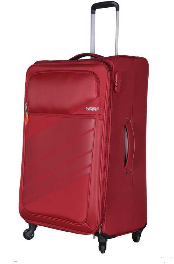 American Tourister Stirling Spinner Soft Trolley 75cm Red Expandable Check In Luggage 30 Inch Red Price In India Flipkart Com