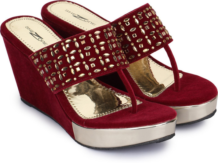 Maroon wedges Clearance