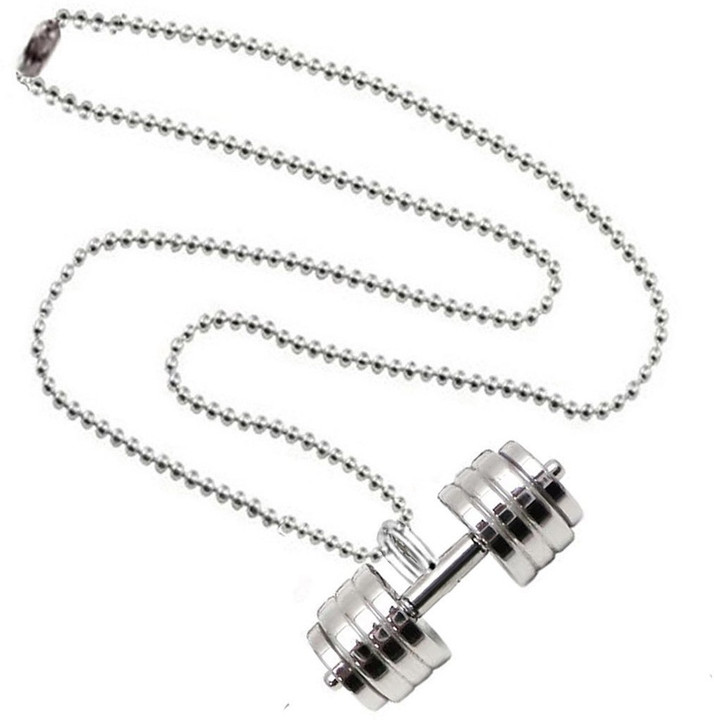 Men Style Dumbbell Necklace Barbell 