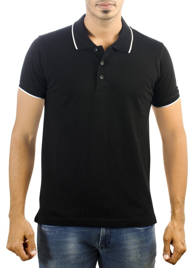 black t shirt polo neck