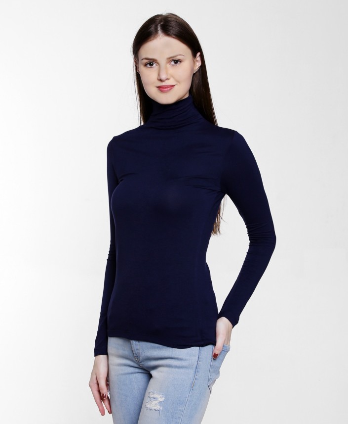 blue turtle neck top