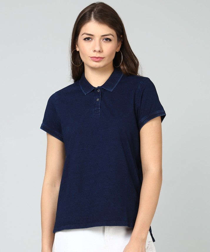 dark blue polo shirt womens