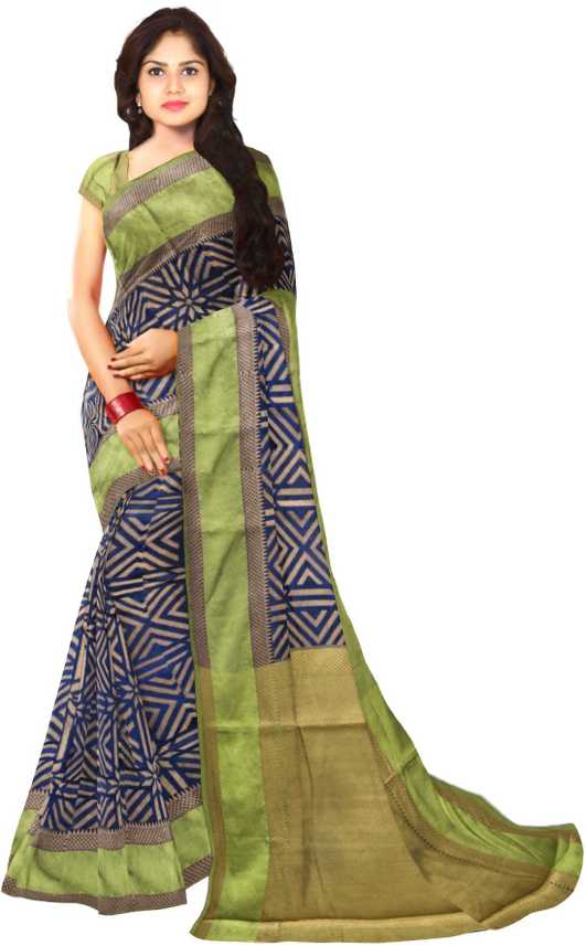 Buy Klm Fashion Mall Applique Bhagalpuri Cotton Silk Green Sarees