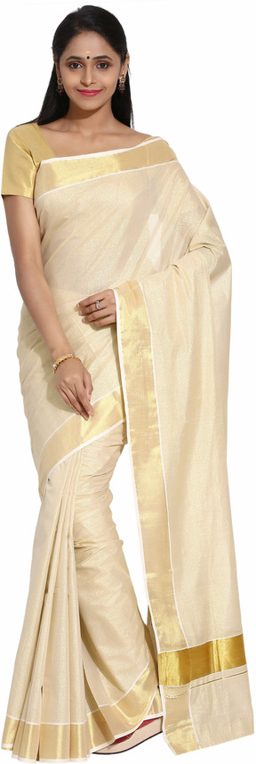 Buy Onam traditions Solid Kasavu Cotton 