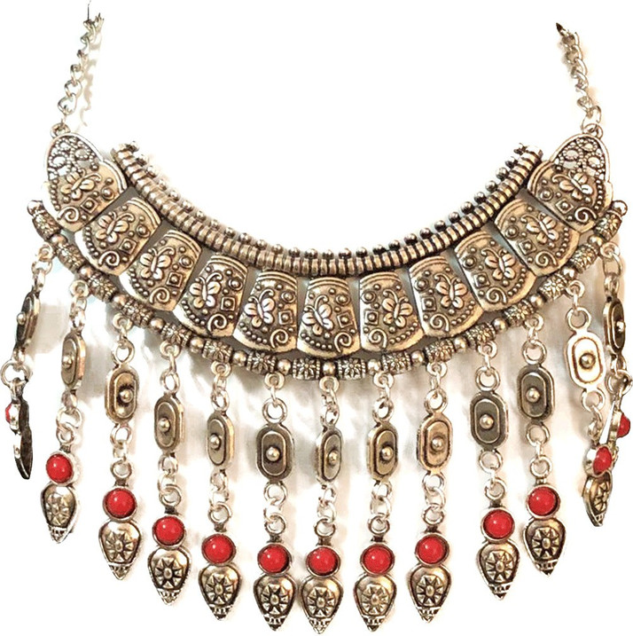 silver necklace set flipkart