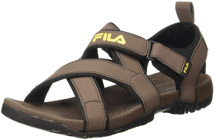 fila sandals mens brown