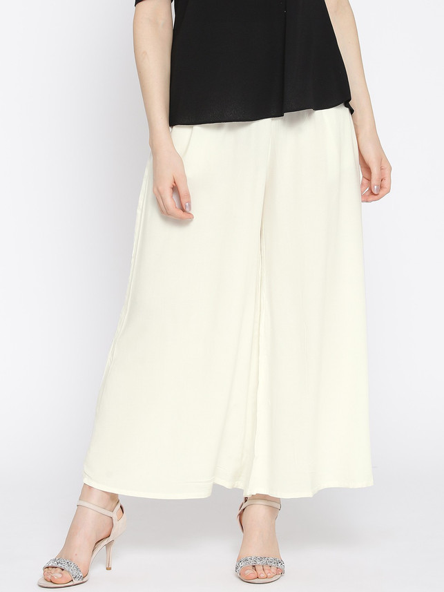 LUX LYRA Relaxed Women White Trousers 