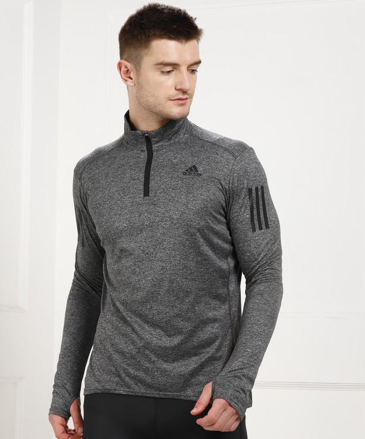 adidas full sleeve self design men sweatshirt