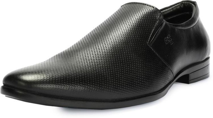 peter england black formal shoes