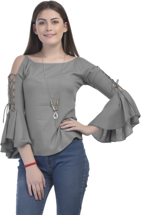 cold shoulder flare sleeve top