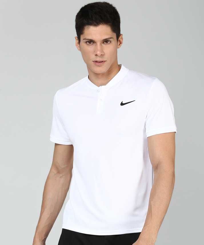 NIKE Solid Men Mandarin Collar White T-Shirt - Buy NIKE Men Mandarin Collar White T-Shirt Online at Best Prices India |