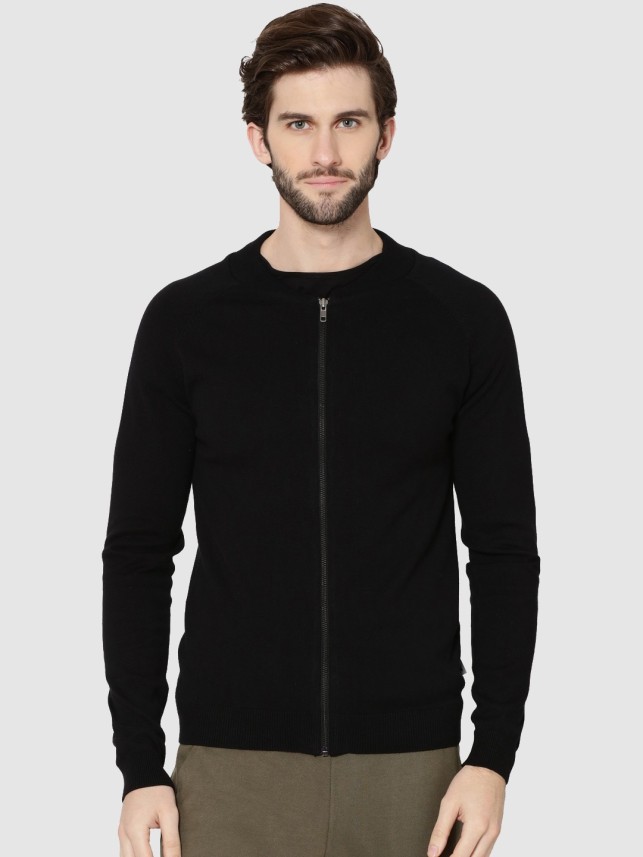 mens black zipper cardigan