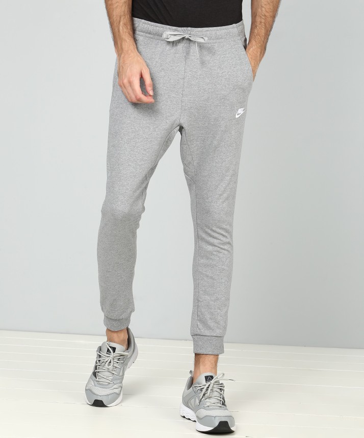 nike solid men's grey track pants