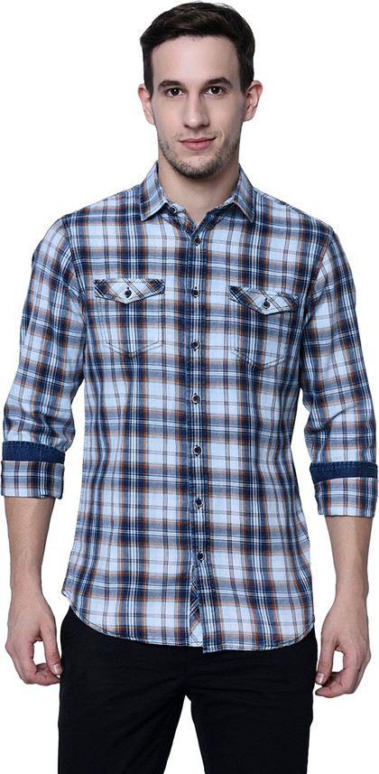 Blue Buddha Men Checkered Casual 