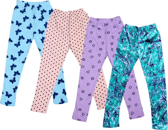 Indistar Kids Velvet Multicolor Leggings Combo Pack of 4
