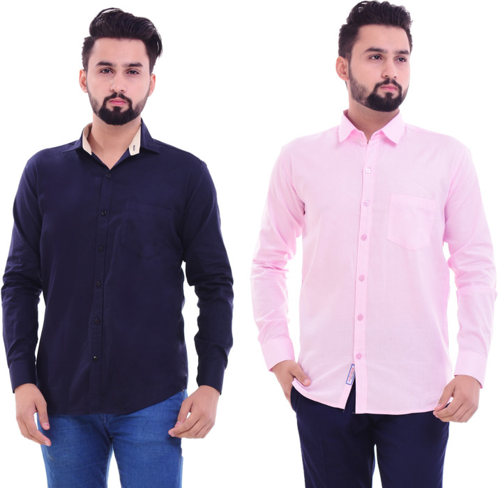 pink shirt blue jeans men