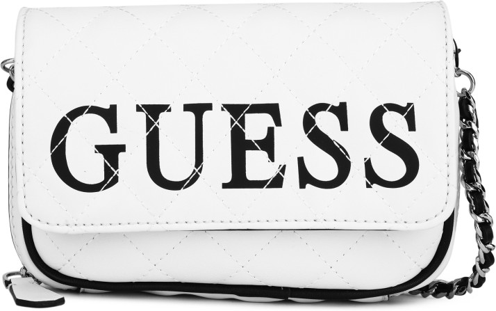 guess white sling bag