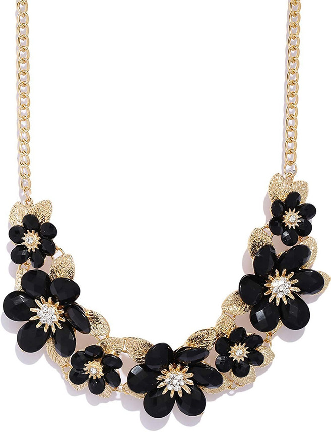 Floral Necklace Crystal Gold-plated 