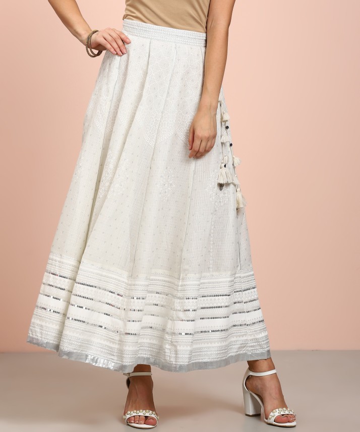 W Printed Women Regular White Skirt 