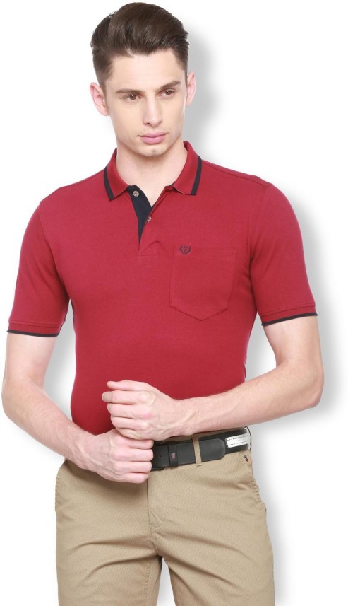 red polo with khaki pants