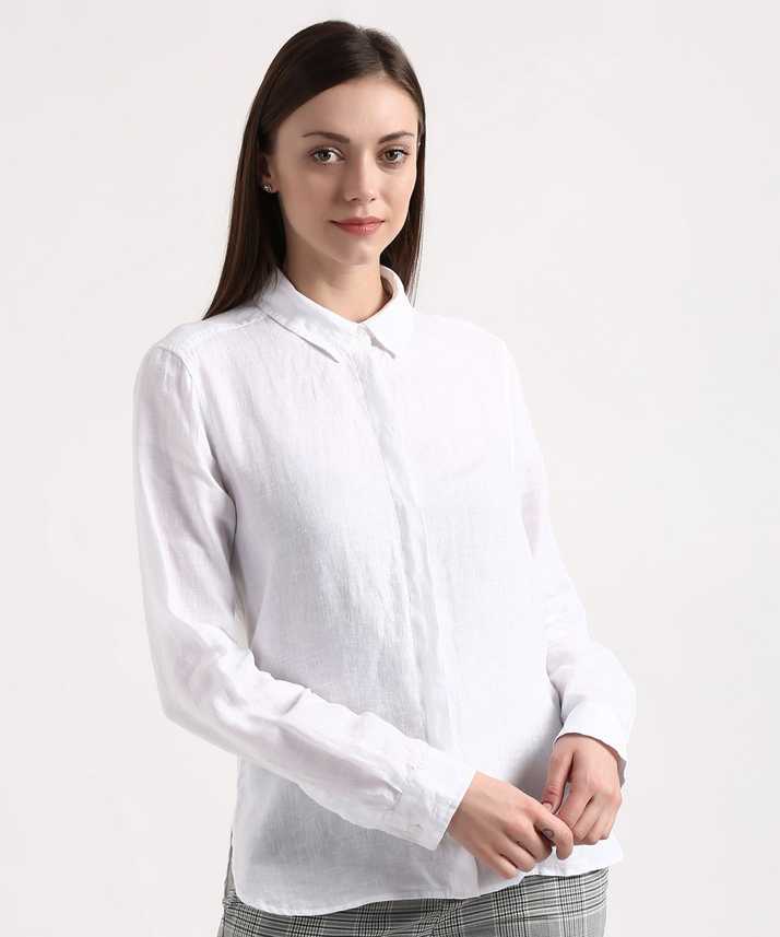 Marks Spencer Women Solid Casual White Shirt Buy Marks Spencer Women Solid Casual White Shirt Online At Best Prices In India Flipkart Com