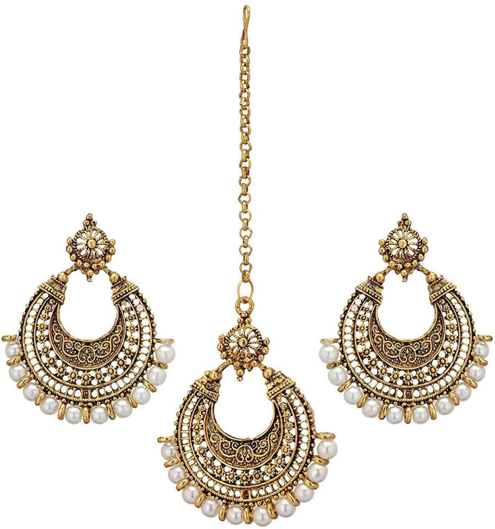 earrings with maang tikka flipkart