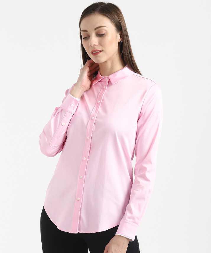 Marks Spencer Women S Solid Formal Pink Shirt Buy Marks