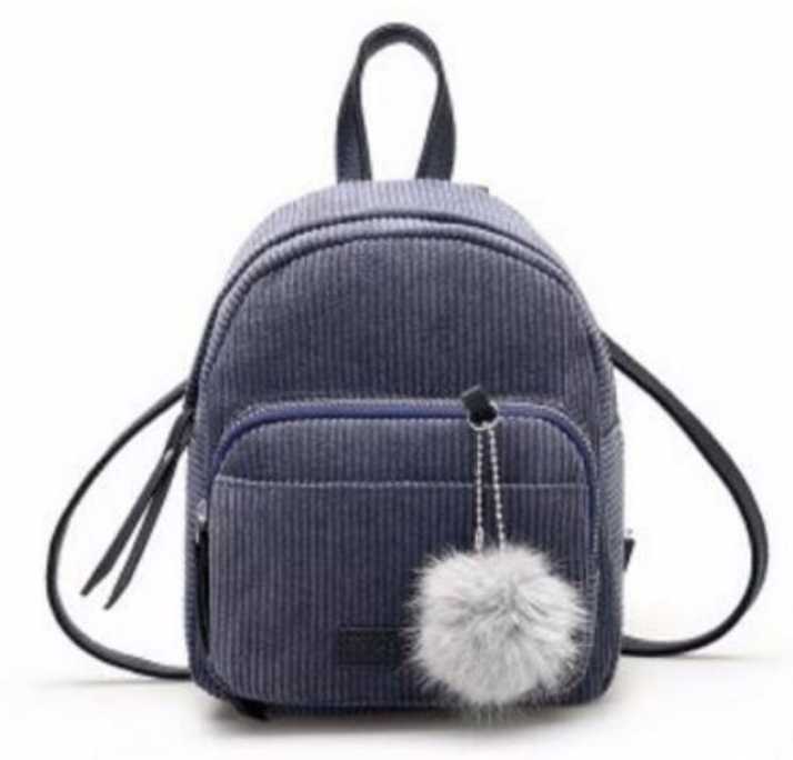Carry Elegance Girls Ladies Corduroy Mini Pom Pom Backpack 4 L Backpack Grey Price In India Flipkart Com