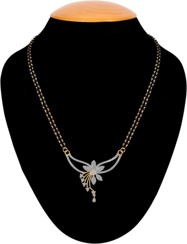 gold plated american diamond mangalsutra