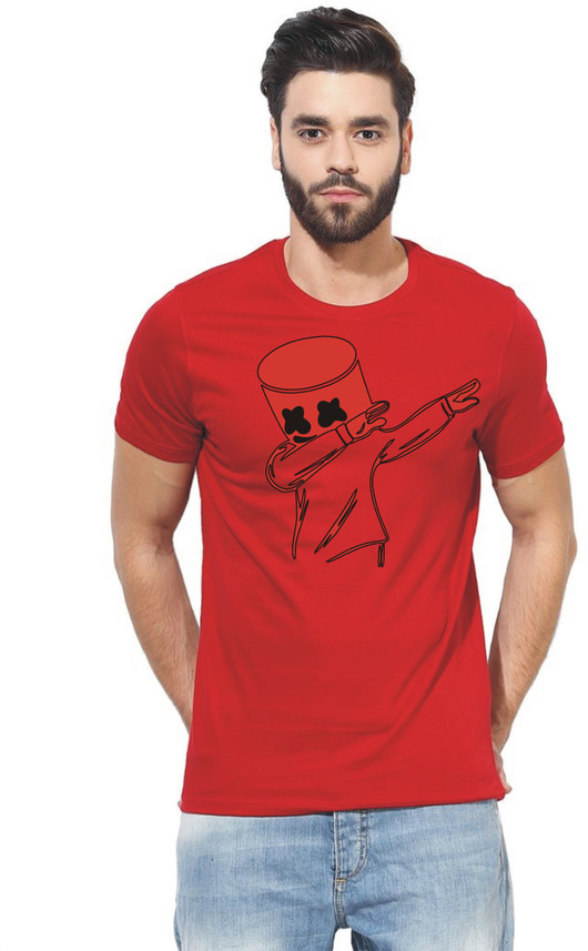 jorkk Graphic Print Men Round Neck Red 
