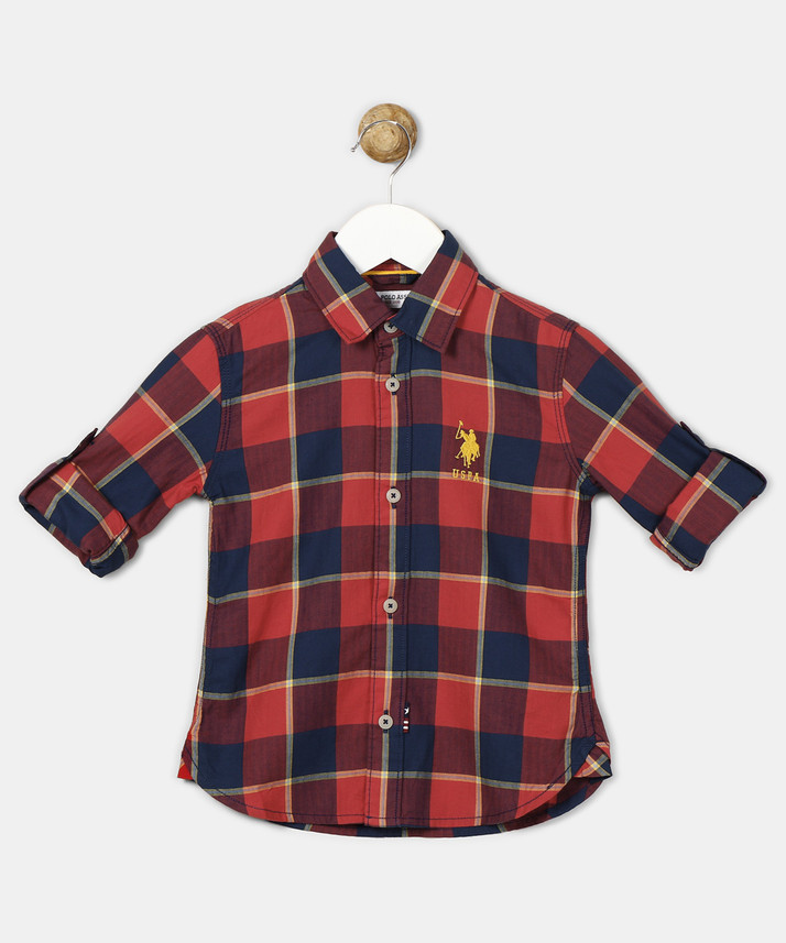 red plaid polo