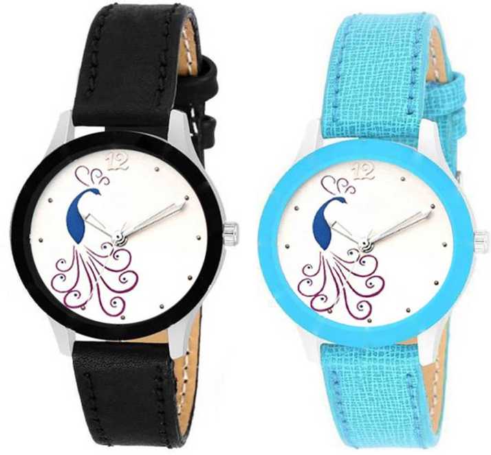 Indicare Black And Blue Leather Belt Fancy Collection Wrist Watch