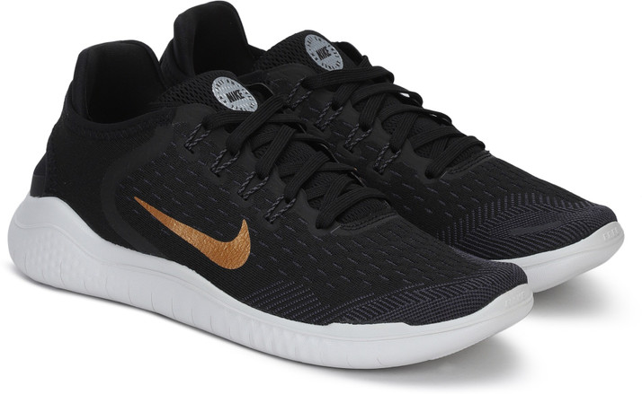 nike free rn 2018 womens running shoes black / gold