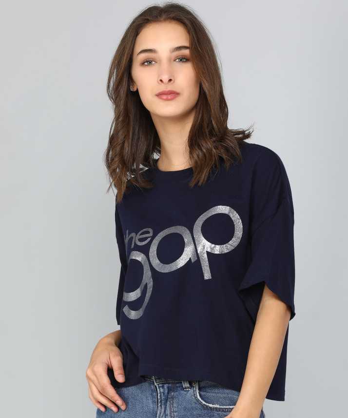 Gap Printed Women Round Neck Blue T Shirt Buy Gap Printed Women
