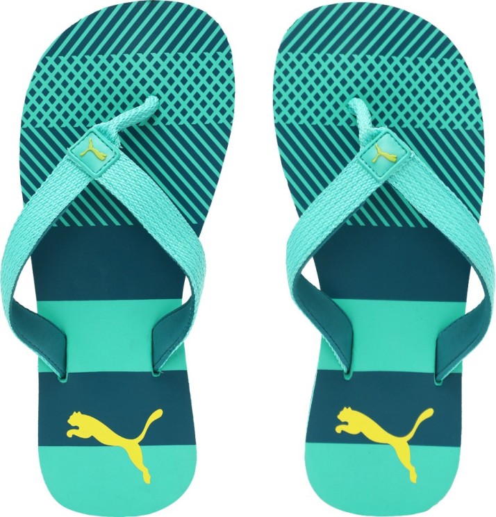 puma teal green flip flops
