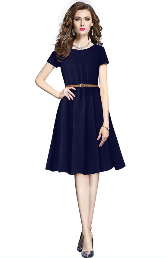 MINIFLY Women A-line Blue Dress - Buy 