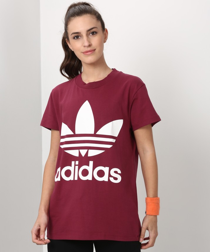 maroon adidas shirt womens