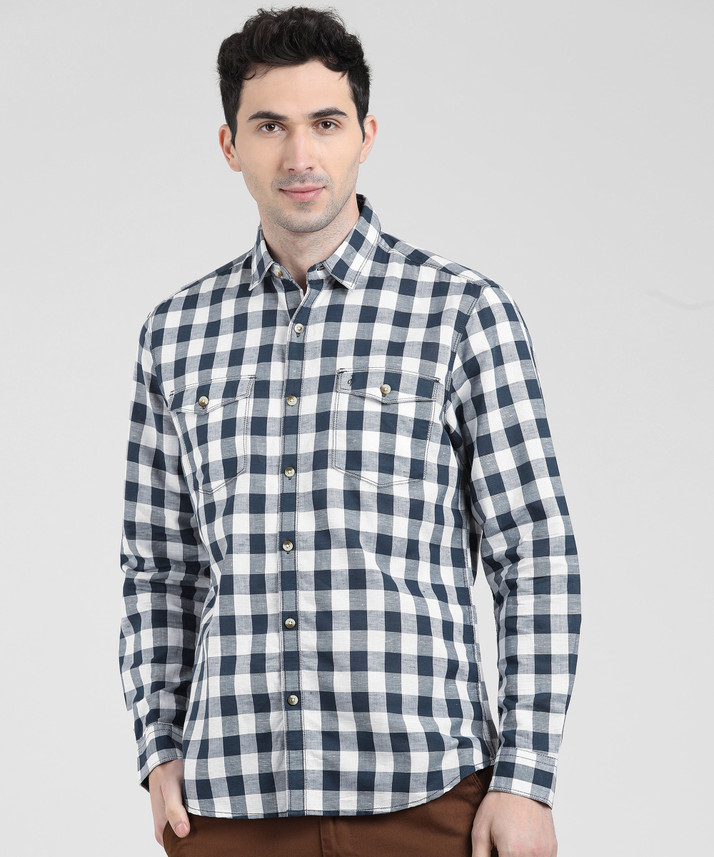 John Players Men Checkered Casual 