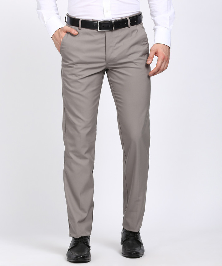 John miller Slim Fit Men Grey Trousers 