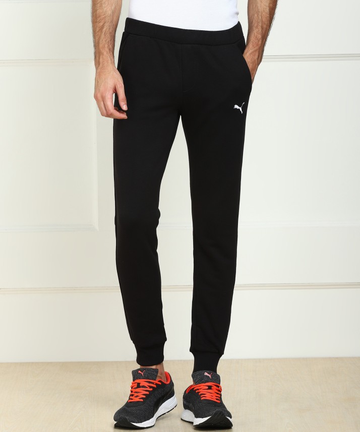 puma solid men's black track pants