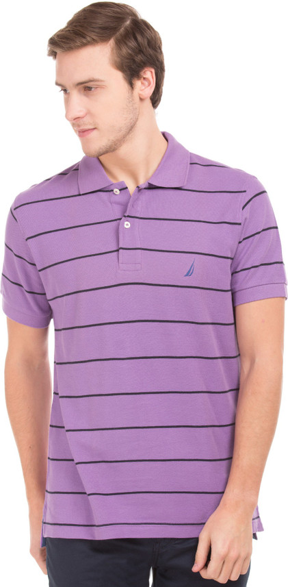 NAUTICA Striped Men Polo Neck Purple T 