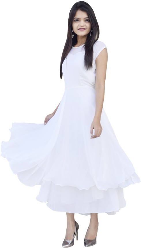 Rajkumari Women Maxi White Dress - Buy 
