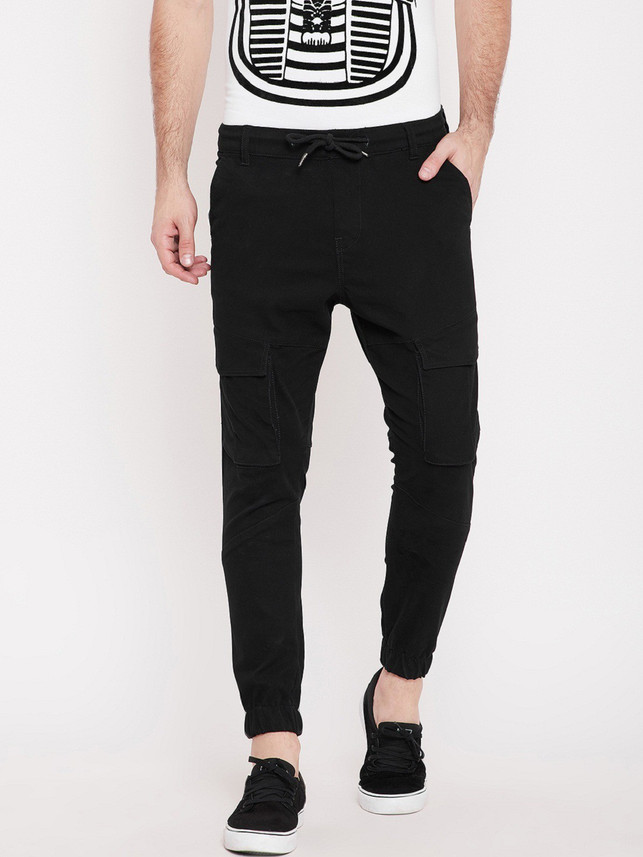 Buy PUNK Solid Men Black Track Pants 