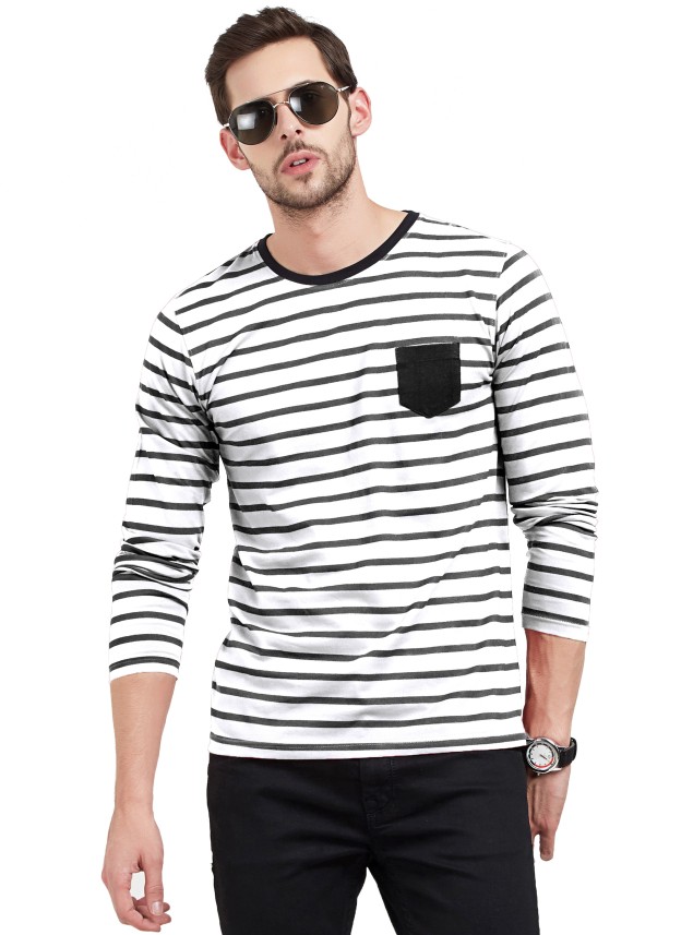 black and white striped t shirt flipkart