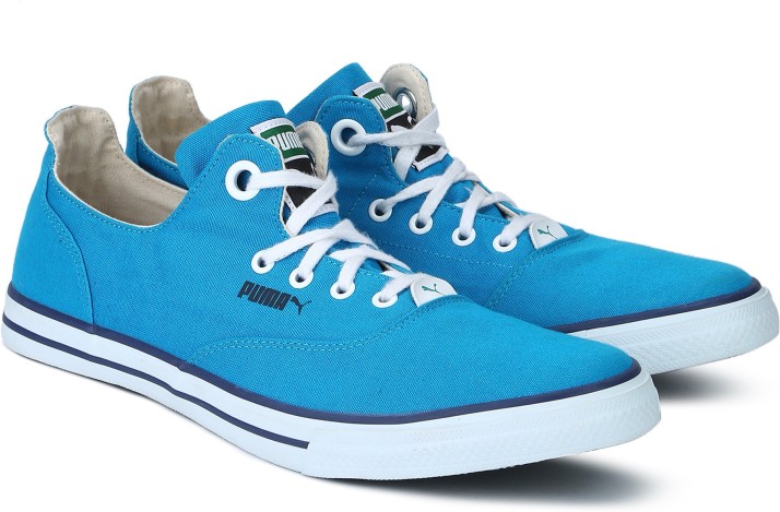 puma limnos cat ind blue canvas shoes