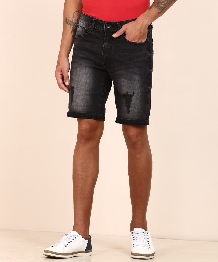United Colors of Benetton Solid Men Black Denim Shorts - Buy United Colors  of Benetton Solid Men Black Denim Shorts Online at Best Prices in India |  Flipkart.com