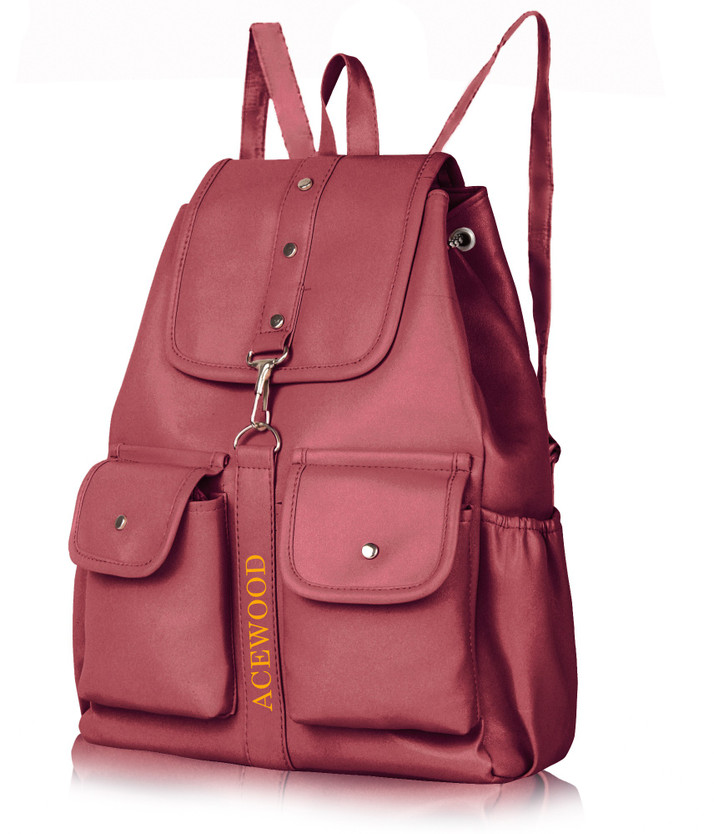 maroon leather backpack