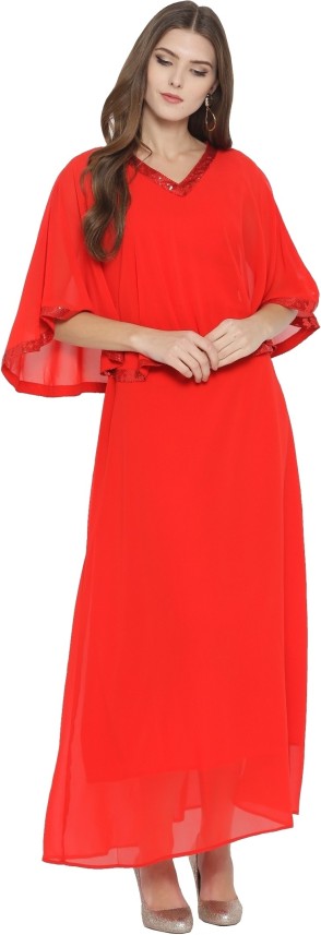 red maxi dress flipkart