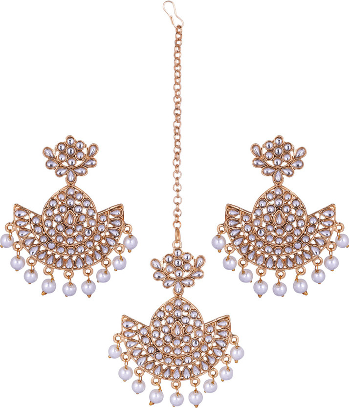 earrings with maang tikka flipkart